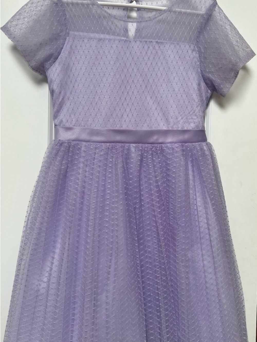 wonder nation Lavender Mesh Overlay Dress with Satin Waistband